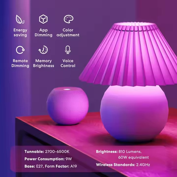 Smart Wi-Fi Color-Changing LED Bulbs – Works with Alexa & Google